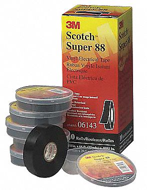 ELECTRICAL INSULATION TAPE, FLAME/CORROSION RESIST, BLACK, 32 9/10 M X 19 MM X 8 1/2 MM, RUBBER/PVC