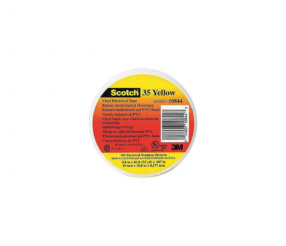 3M 35 Amarillo Vinilo - 2FZE3 | 35-YELLOW-1/2X20FT - Grainger México