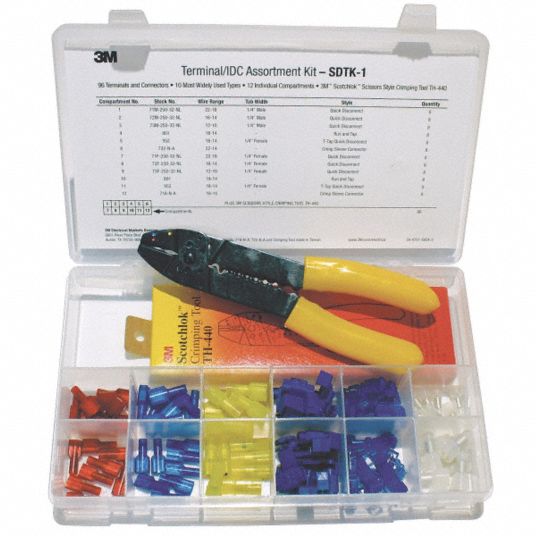 3M Wire Terminal Kit Crimping Tool, Crimp Termination, 96 Pieces 2FZJ9SDTK1 Grainger