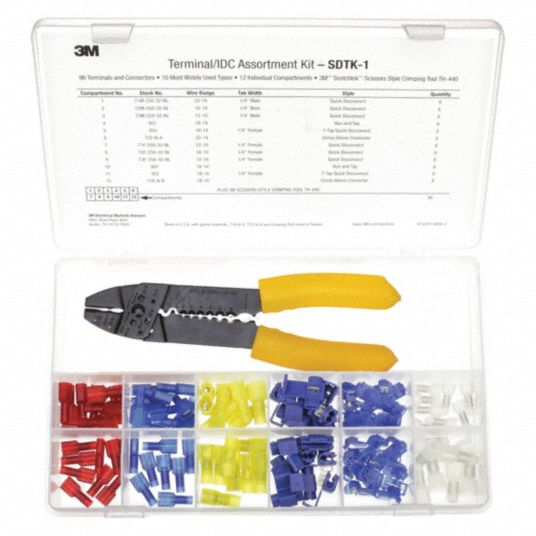 3M Wire Terminal Kit: Crimping Tool/Tape Dispenser, Crimp Termination, 660  Pieces