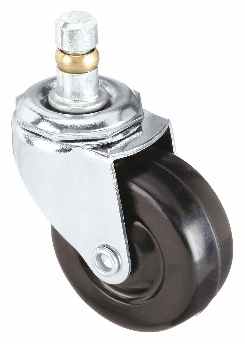 FRICTION-RING STEM CASTER, 2 IN WHEEL DIAMETER, 75 LB, 2 7/16 IN MOUNTING H, RUBBER
