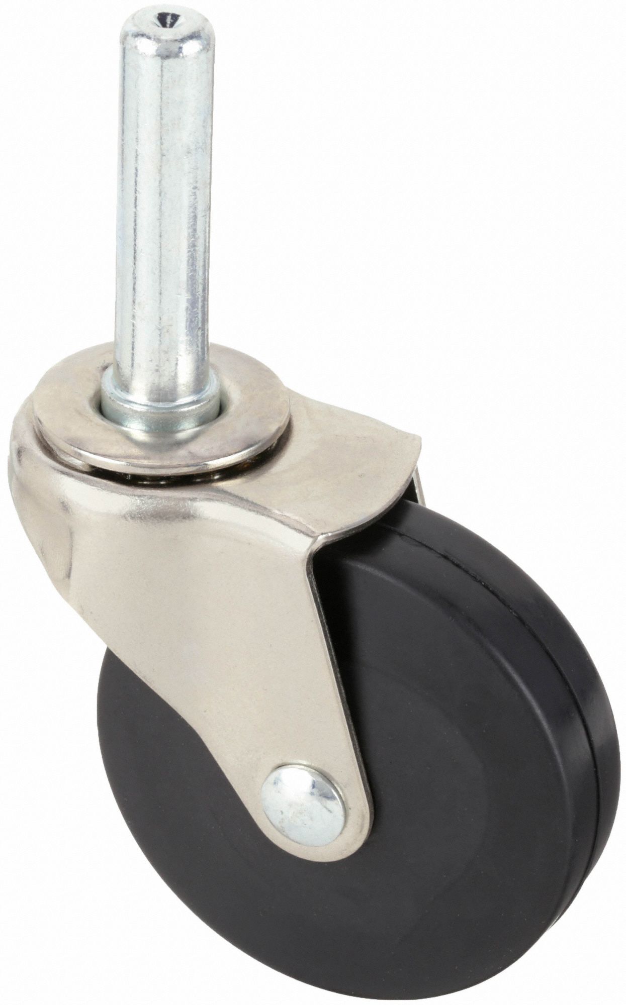 STEM CASTER, 2½ IN WHEEL DIAMETER, 75 LB, SWIVEL CASTER, RUBBER