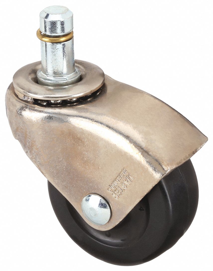 FRICTION-RING STEM CASTER, 2 IN WHEEL DIAMETER, 75 LB, 2½ IN MOUNTING H, RUBBER, STANDARD