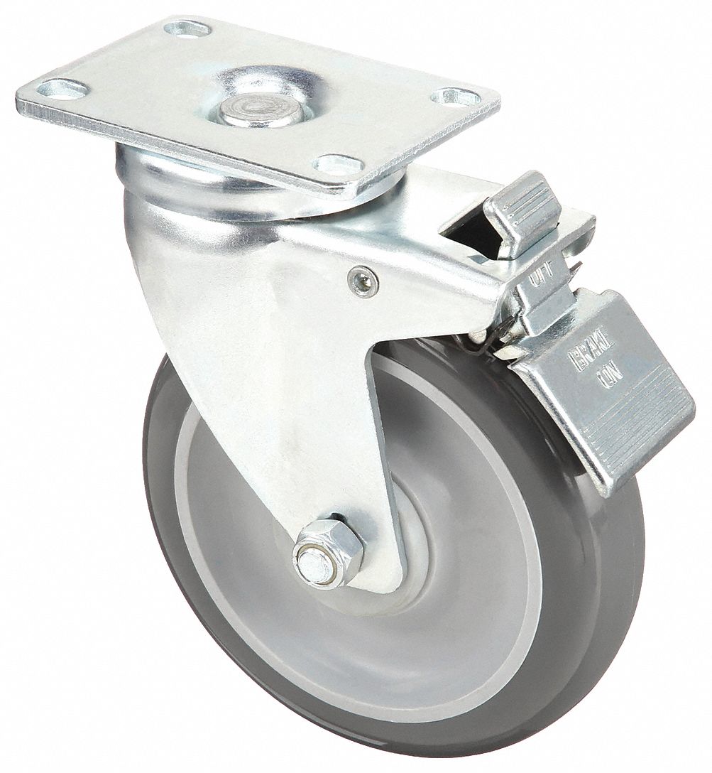 DEBRIS-RESISTANT STANDARD PLATE CASTER, 4 IN WHEEL DIA, 300 LB, POLYURETHANE, FIRM