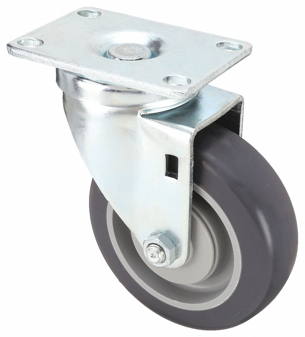 DEBRIS-RESISTANT STANDARD PLATE CASTER, 4 IN WHEEL DIA, 300 LB, SWIVEL CASTER, FIRM