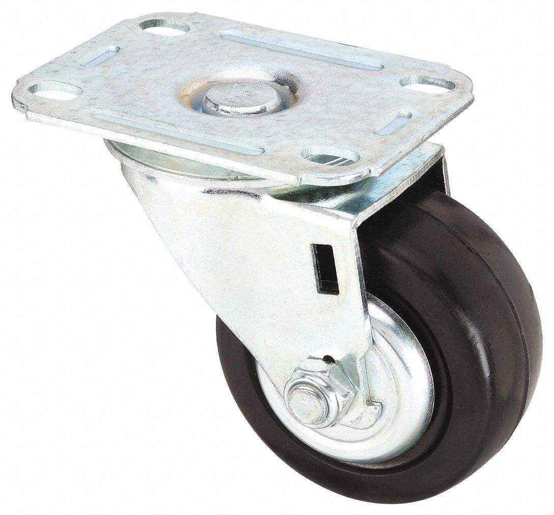 DEBRIS-RESISTANT STANDARD PLATE CASTER, 3 IN WHEEL DIA, 210 LB, SWIVEL CASTER, HARD