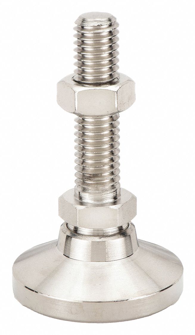 Male-End Leveling Mount: Swiveling Stud, 1/4"-20 Thread Size, 1 in, 1, 000 lb Capacity
