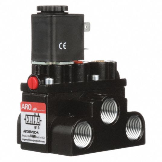 ARO Solenoid Air Control Valve 120V AC, Solenoid / Spring, 3/8 in Pipe
