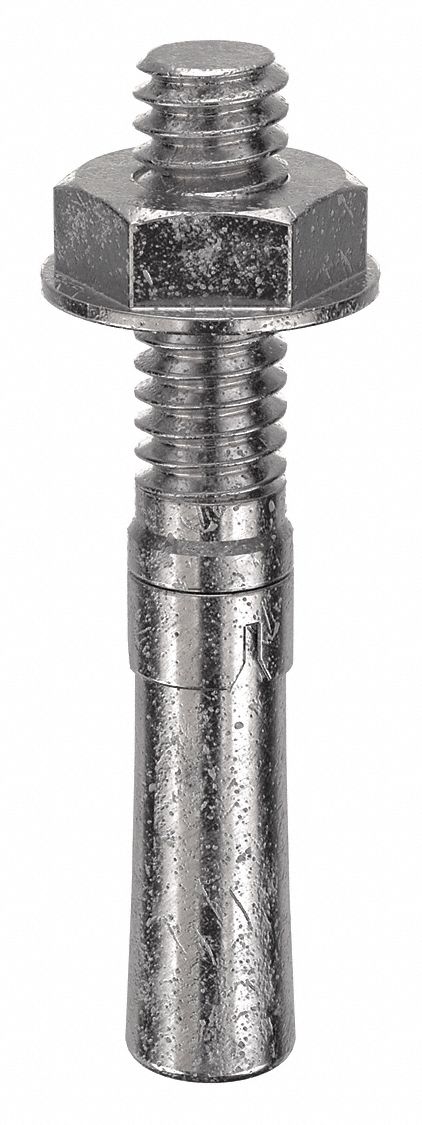 Wedge Anchor: 1 3/4 in Overall Lg, 1/4 in Dia, 1/4"-20 Thread Size, Stainless Steel, 100 PK