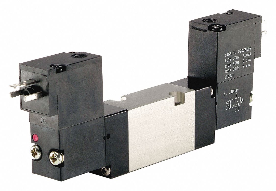 Solenoid Air Control Valve: Four-Way / Two-Position, Base-Mounted Body, 24V DC, Double Solenoid