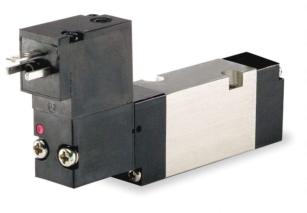 Solenoid Air Control Valve: Four-Way / Two-Position, Base-Mounted Body, 120V AC, Single Solenoid