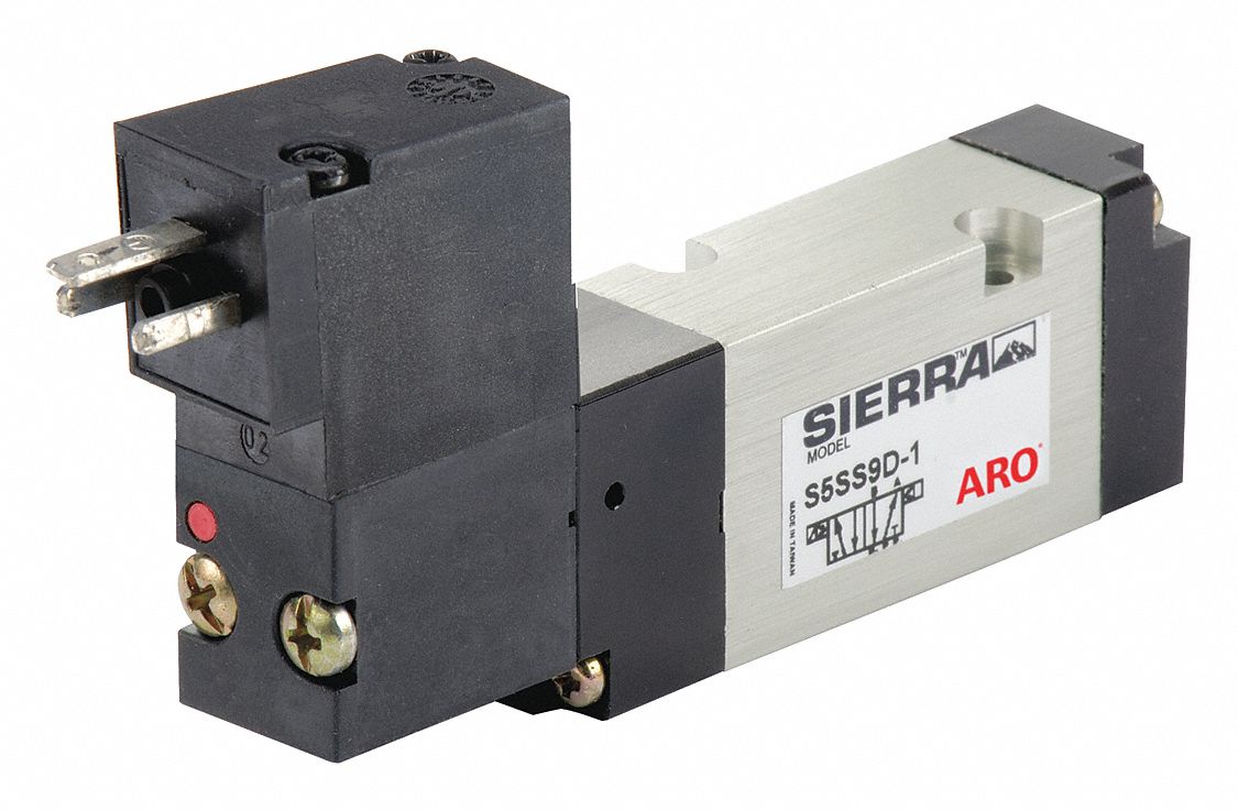 Solenoid Air Control Valve: Four-Way / Two-Position, Base-Mounted Body, 24V DC, Single Solenoid