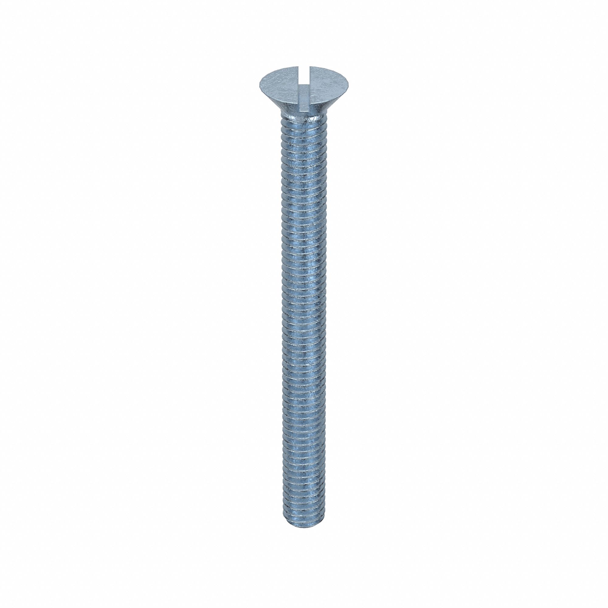Machine Screw: 5/16"-18 Thread Size, 3 1/2 in Lg, Steel, Zinc-Plated, Flat, Slotted, 100 PK