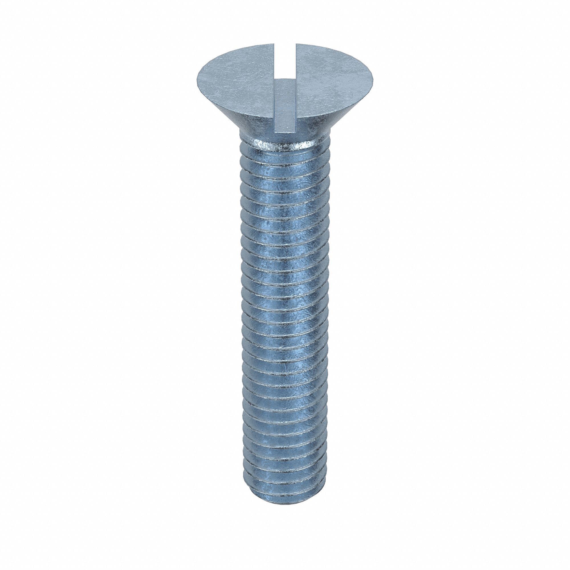 Machine Screw: 3/8"-16 Thread Size, 2 in Lg, Steel, Zinc-Plated, Flat, Slotted, 100 PK