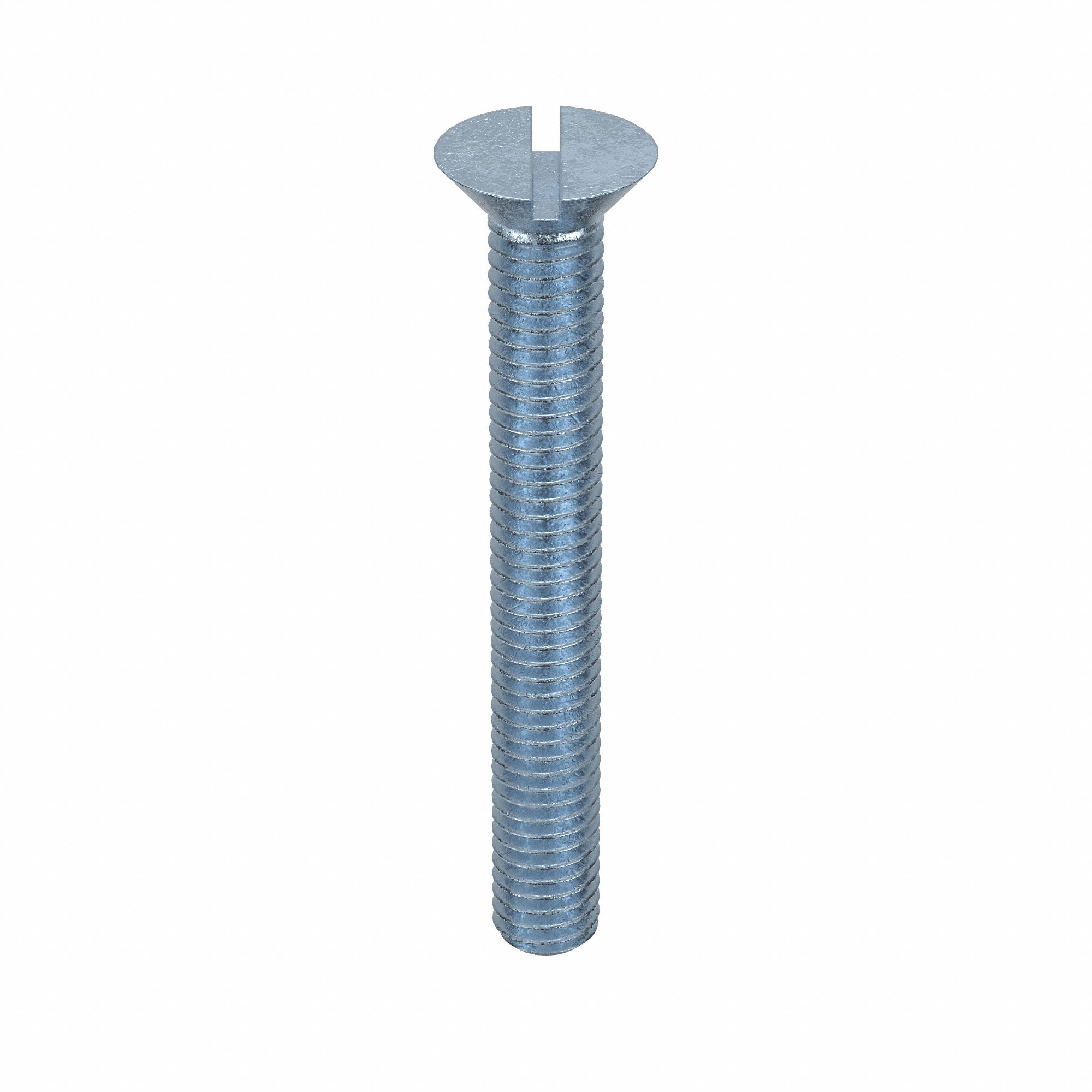 Machine Screw: 3/8"-16 Thread Size, 3 in Lg, Steel, Zinc-Plated, Flat, Slotted, 100 PK