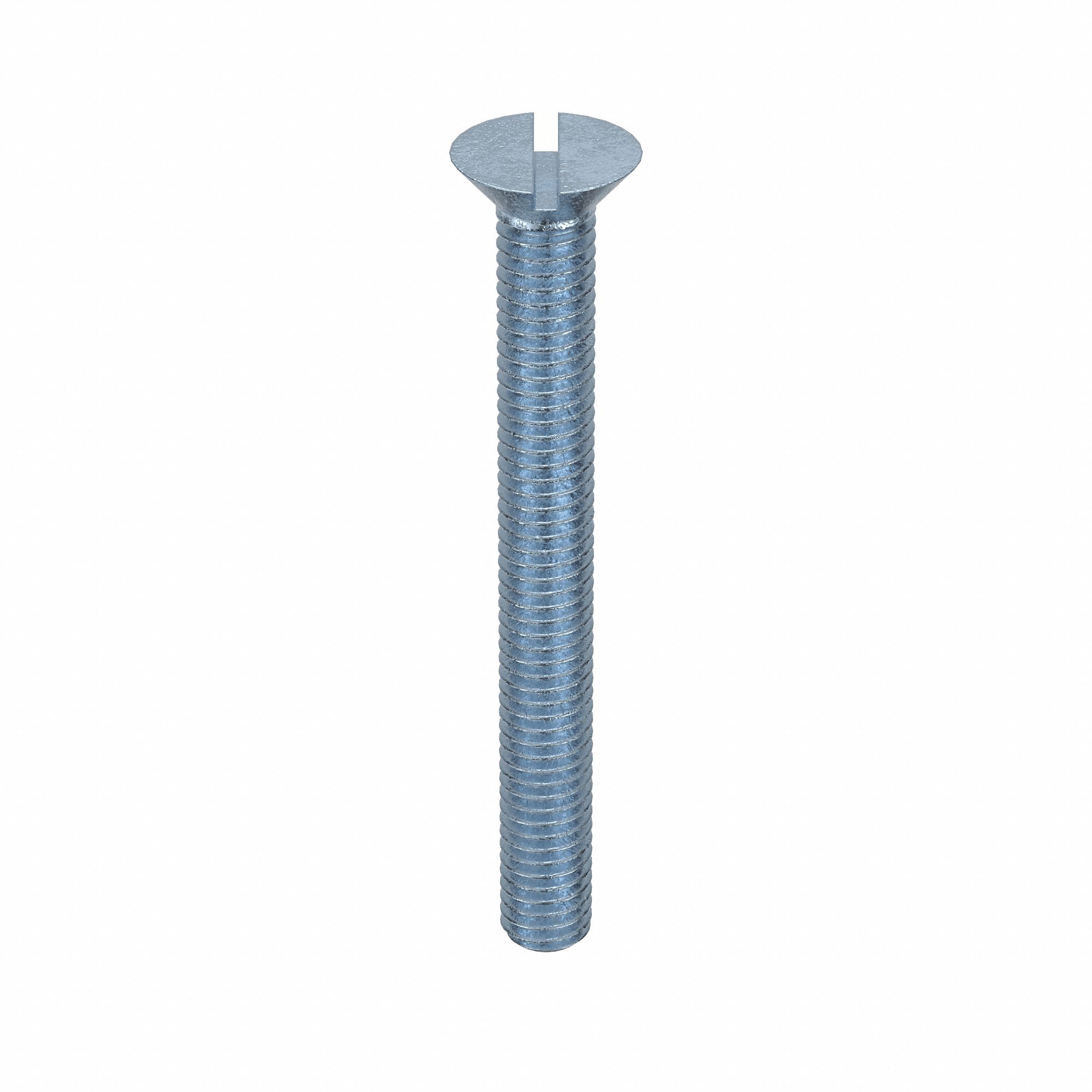 Machine Screw: 3/8"-16 Thread Size, 3 1/2 in Lg, Steel, Zinc-Plated, Flat, Slotted, 100 PK