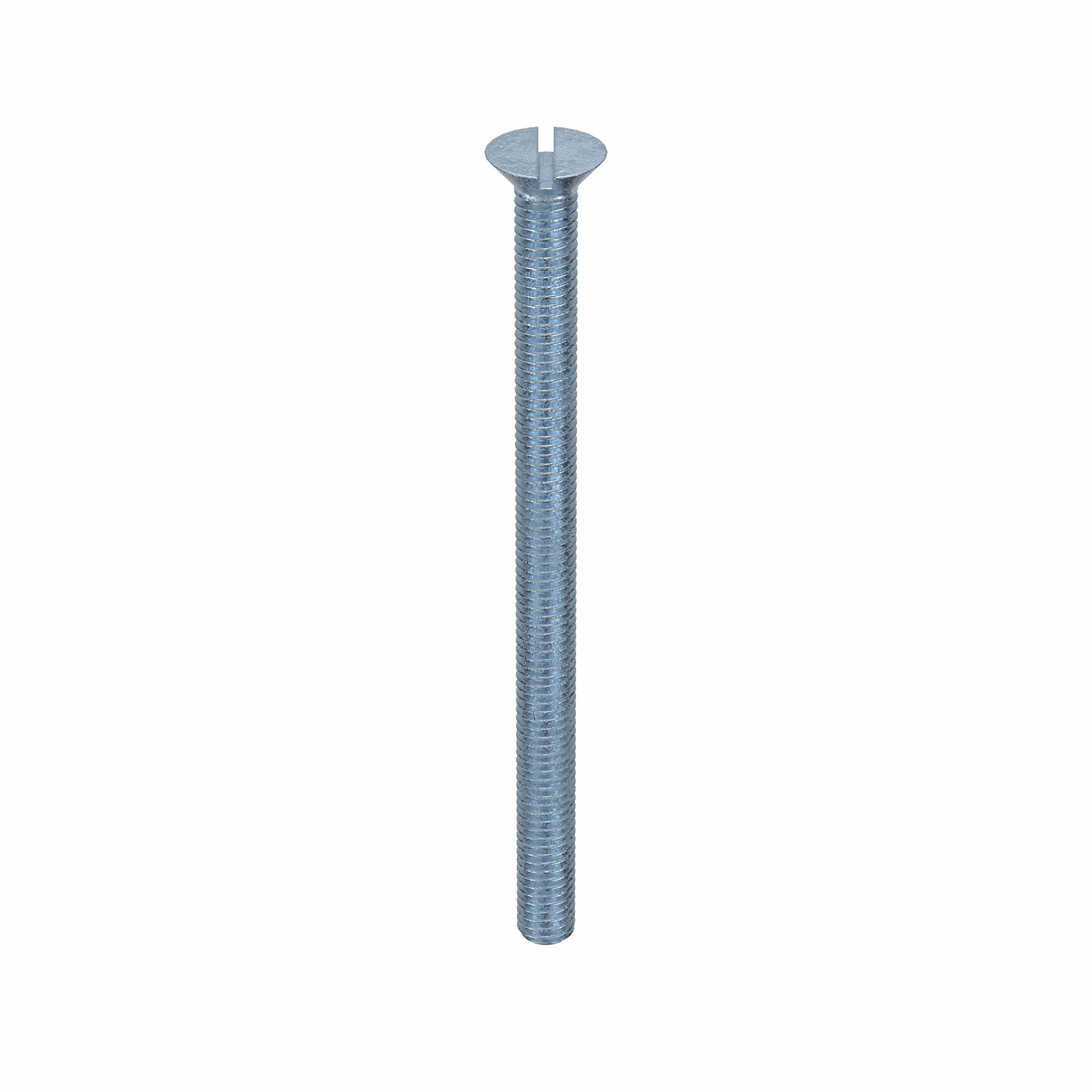 Machine Screw: 3/8"-16 Thread Size, 5 1/2 in Lg, Steel, Zinc-Plated, Flat, Slotted, 100 PK