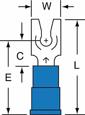 3M, Blue, #4 Stud Size, Fork Terminal - 2GAK7|MVU14-4FLK - Grainger