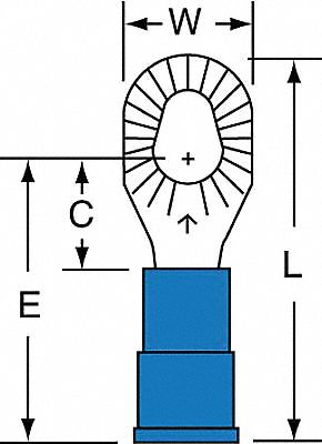 Ring Terminal: Blue, Vinyl Insulation, #10/#6/#8 Stud Size, 16 AWG to 14 AWG Wire Sizes, 1, 000 V