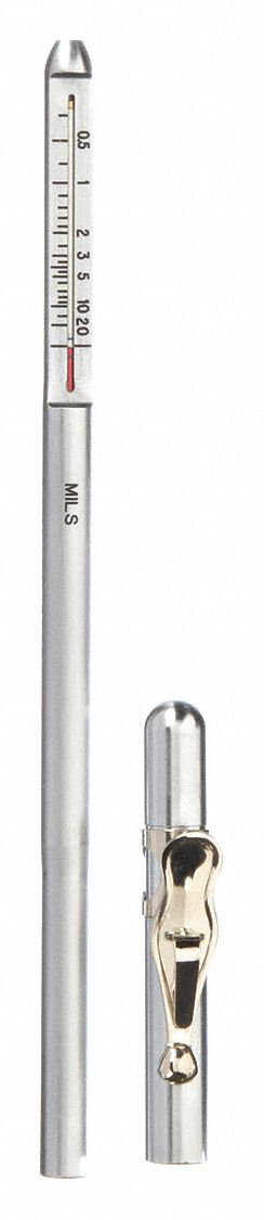 Coating Thickness Gage: 20 mil Max Thick Measured, 0 mil Min Thick Measured, Analog, Steel