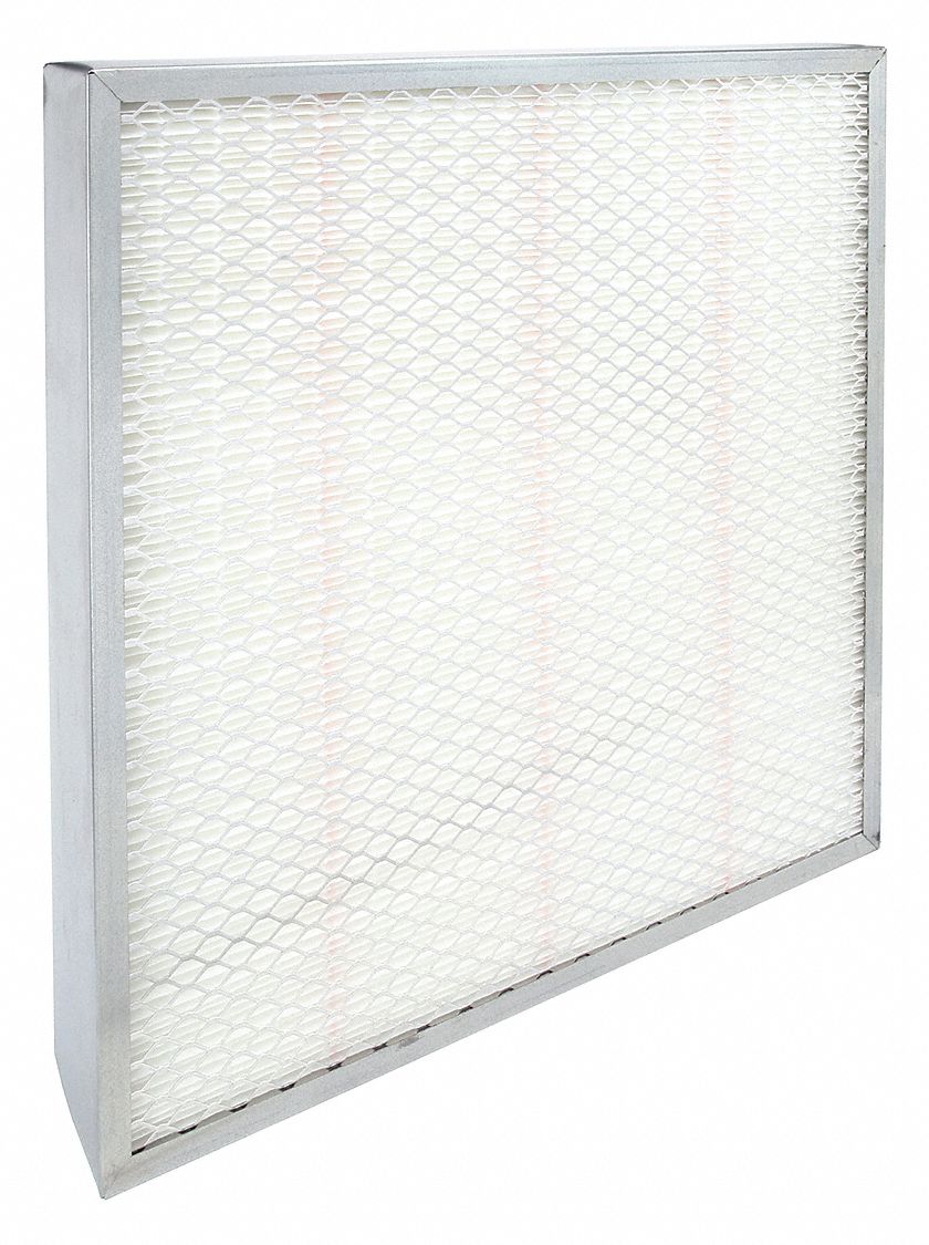 MINI-PLEAT AIR FILTER, 24 X 24 X 4 IN, MERV 14, FIBREGLASS, 90-95% EFFICIENCY