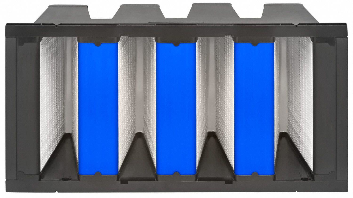 V-Bank Air Filter: 12 in x 24 in x 12 in, Fiberglass, Single Header, 4 Vs, MERV 15