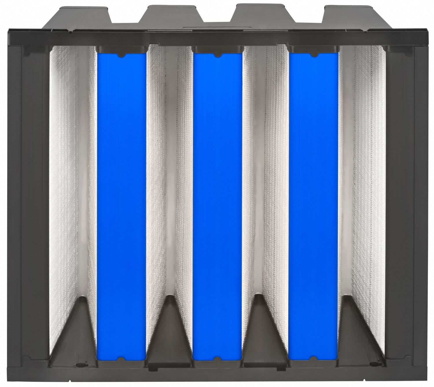 V-Bank Air Filter: 24 in x 24 in x 12 in, Fiberglass, Single Header, 4 Vs, MERV 11