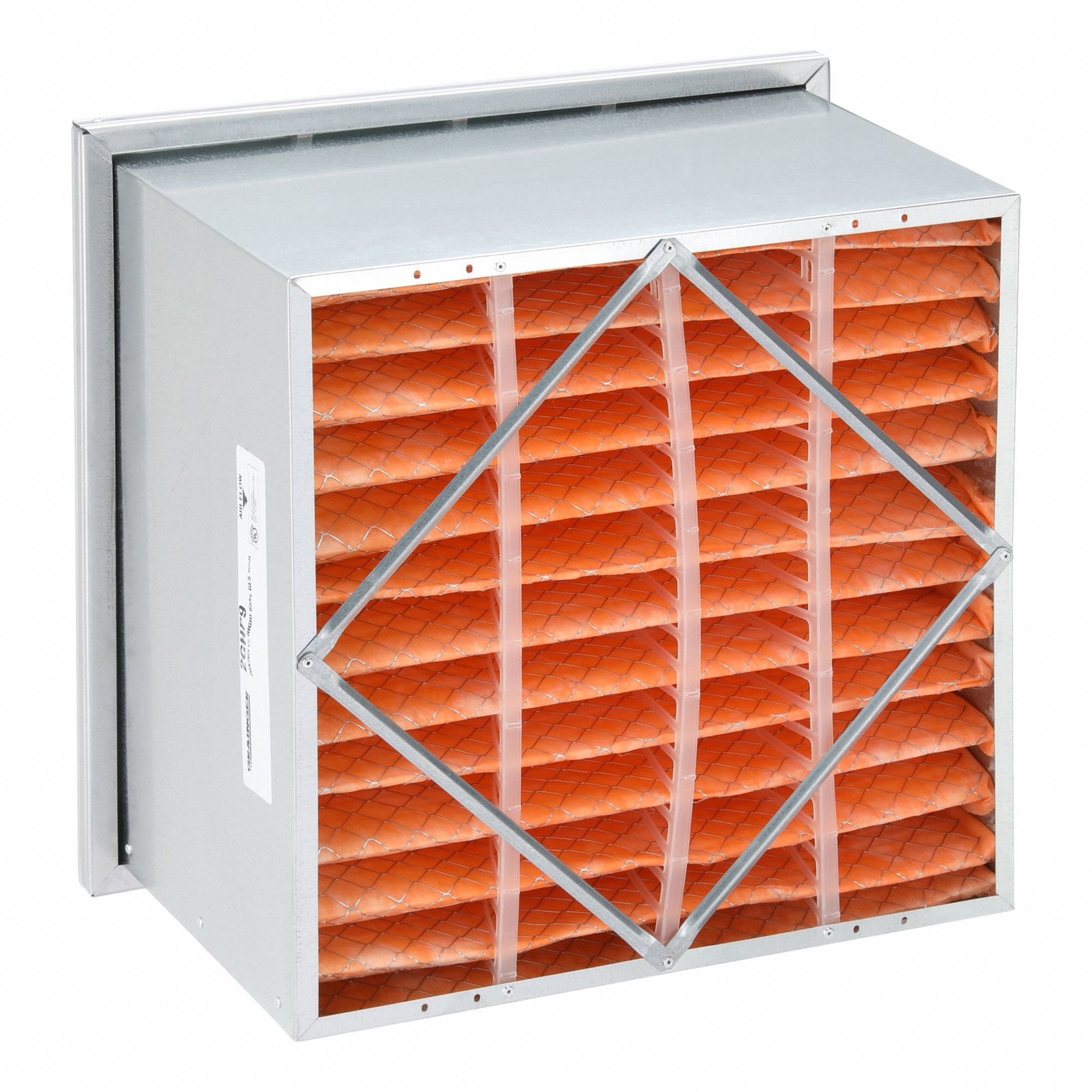 Rigid Cell Air Filter: 24 in x 24 in x 12 in, Fiberglass, Single Header