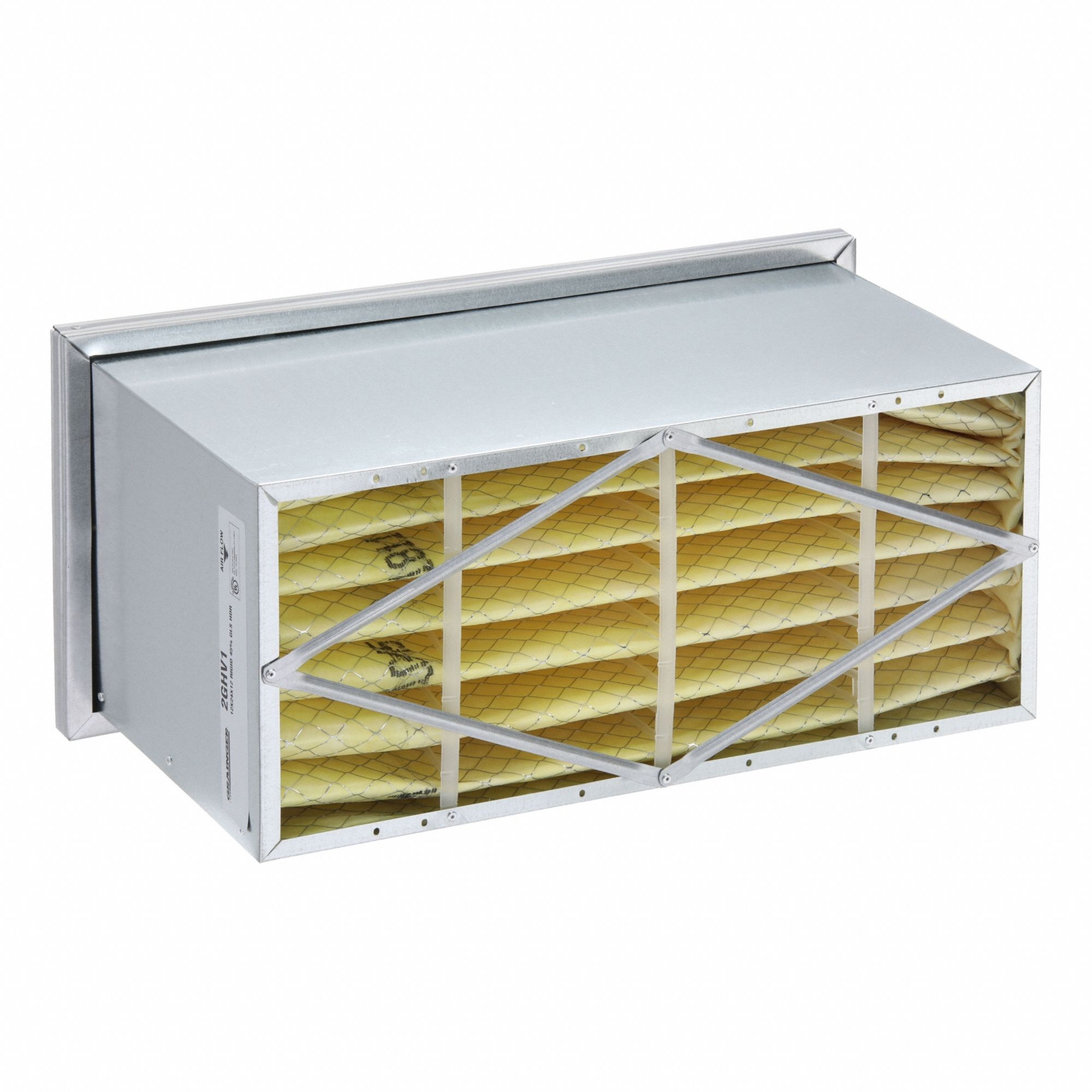 Rigid Cell Air Filter: 12 in x 24 in x 12 in, Fiberglass, Single Header