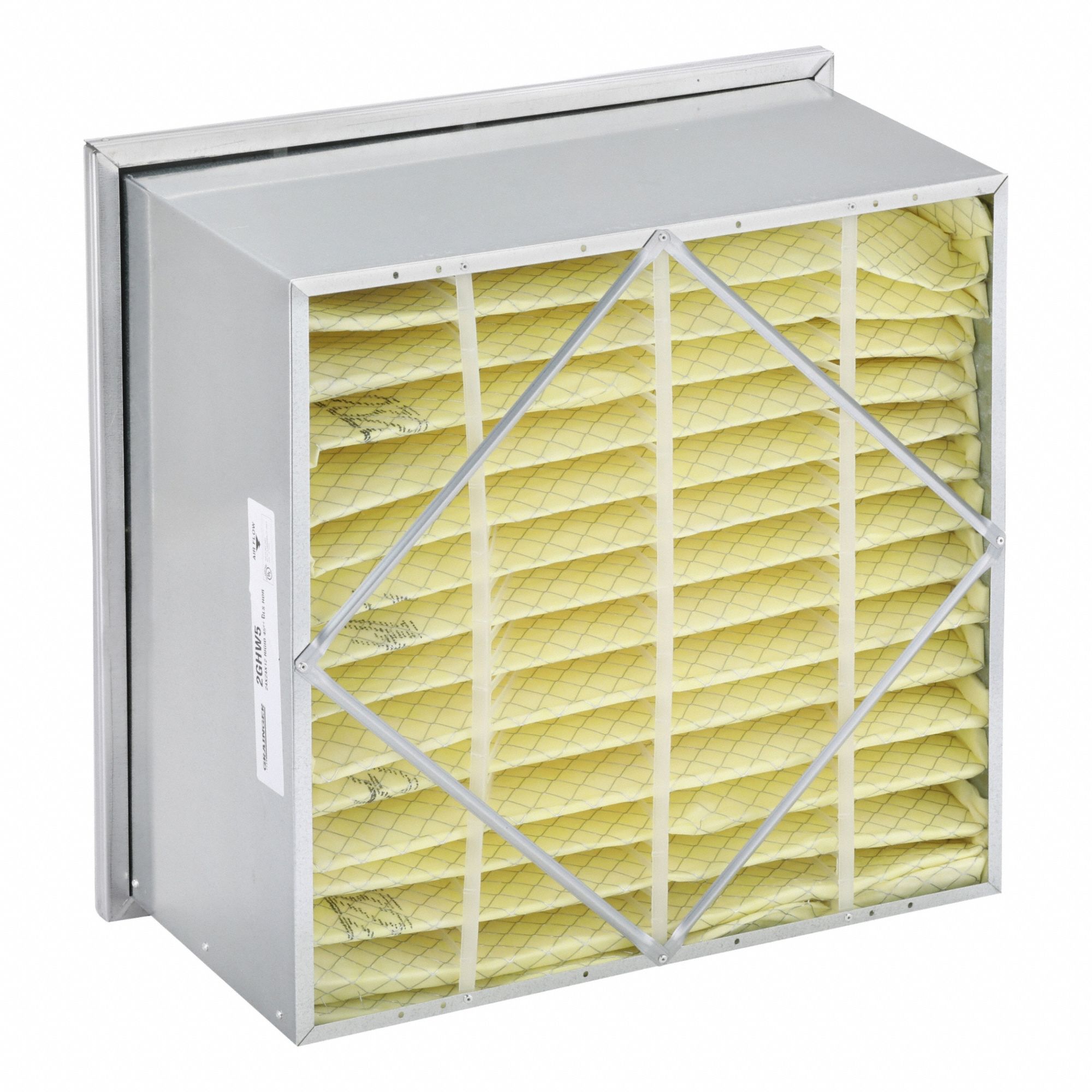 Rigid Cell Air Filter: 24 in x 24 in x 12 in, Fiberglass, Single Header, MERV 9