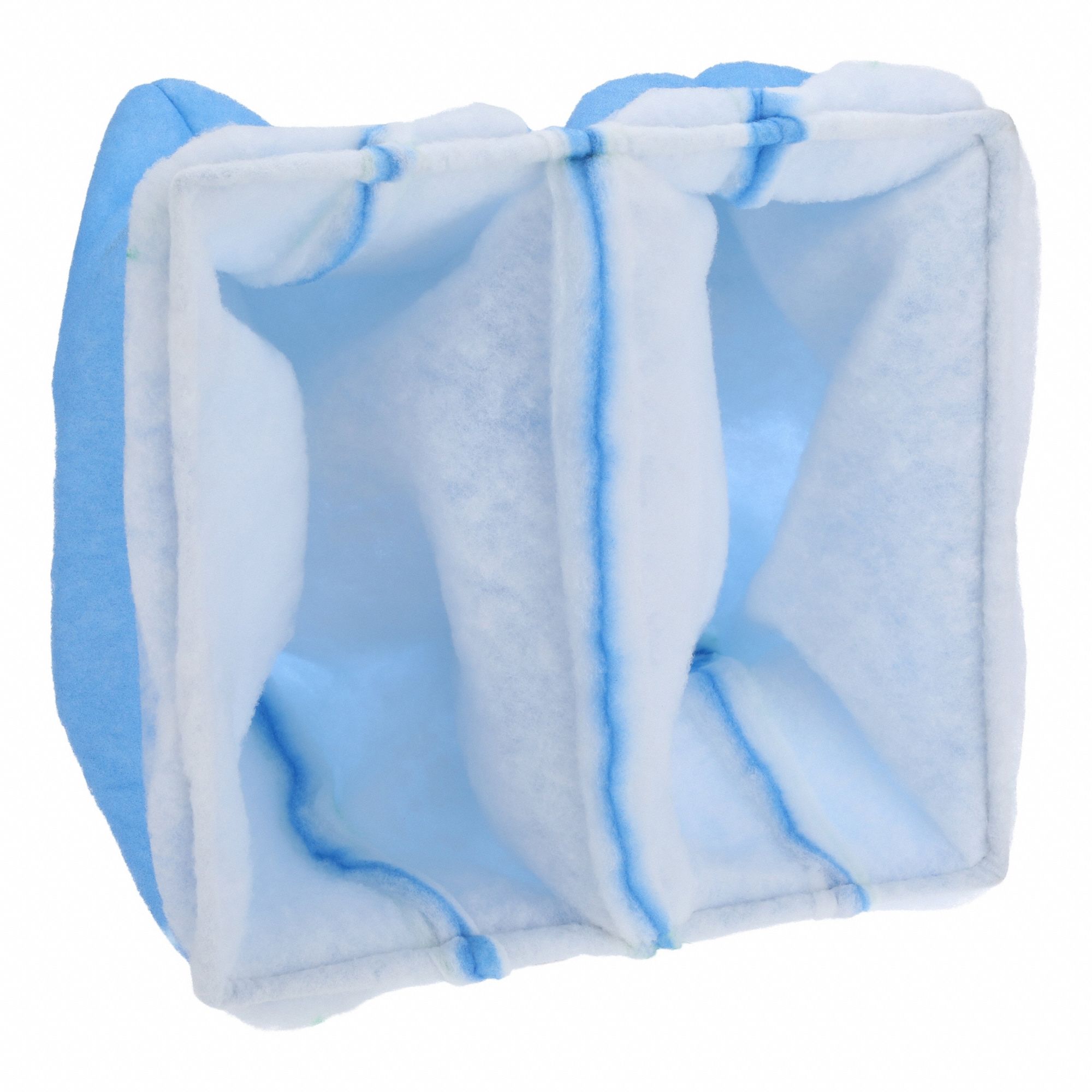 Cube Air Filter: 20 in x 20 in x 15 in, 2 Pockets, Synthetic, Blue/White, MERV 8