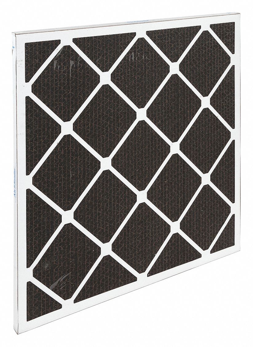 Odor Removal Non-Pleated Air Filter: 25 in x 25 in x 2 in, Activated Carbon, 60% CCL4 Activity