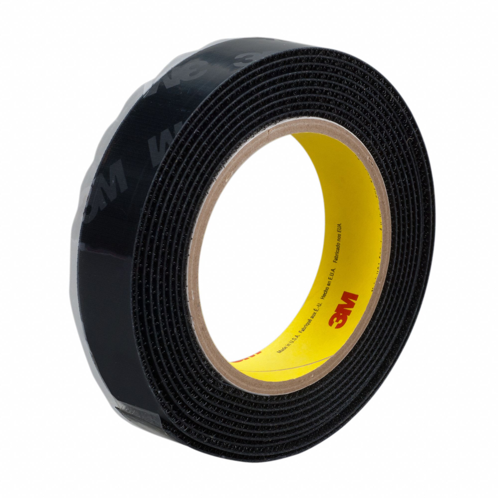 Hook-and-Loop Fastener: Roll, Black, Hook, 1 in Overall Wd, 150 ft Overall Lg, Adhesive, Rubber