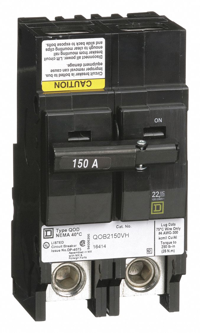 Miniature Circuit Breaker: 150 A, 120/240V AC, Single Phase, 22kA at 120/240V AC, 2 Poles