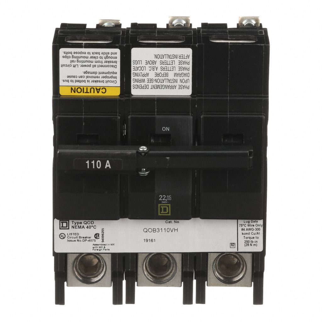 Miniature Circuit Breaker: 110 A, 120/240V AC, Three Phase, 22kA at 120/240V AC, 3 Poles