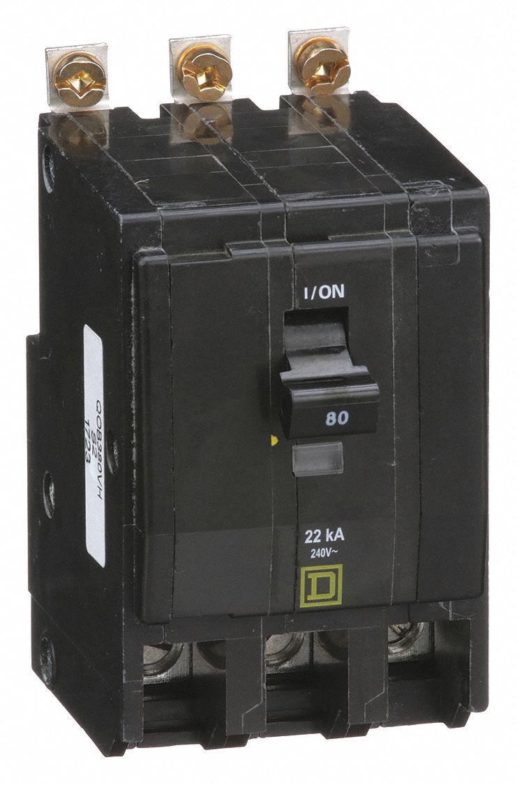 Miniature Circuit Breaker: 80 A, 120/240V AC, Three Phase, 22kA at 120/240V AC, 3 Poles