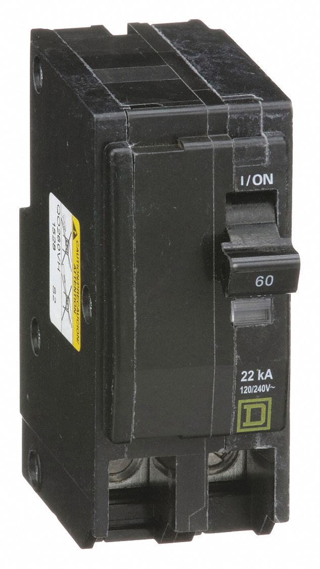 SQUARE D Plug In Circuit Breaker, QO, Number of Poles 2, 60 Amps, 120 ...