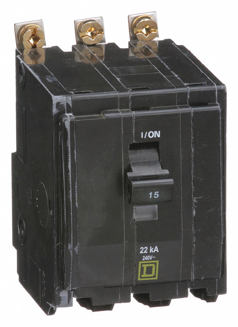 Miniature Circuit Breaker: 15 A, 120/240V AC, Three Phase, 22kA at 120/240V AC, 3 Poles