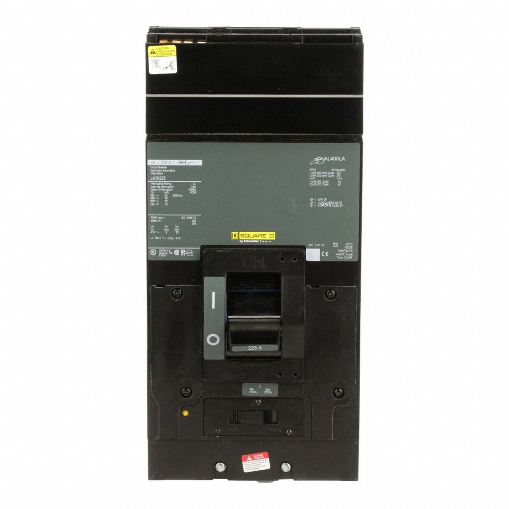 Molded Case Circuit Breaker: 225 A Amps, 42kA at 120/240V AC, Adj, Lug, ABC, 3 Poles, 600V AC, LA