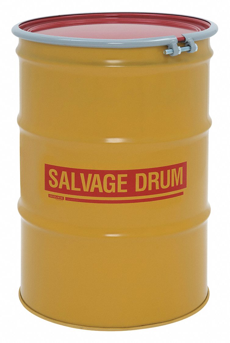 SALVAGE DRUM,OPEN HEAD,55 GAL.,YELLOW