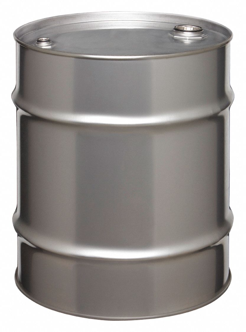 Transport Drum: Stainless Steel, Type 304, 20 gal, Unlined/No Interior Coating, NPT