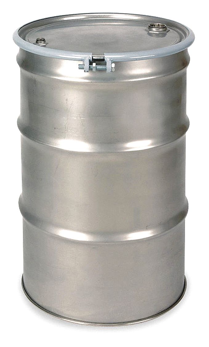 GRAINGER APPROVED 55 Gal 304 Stainless Steel Open Head Transport Drum 