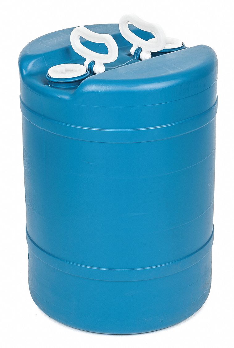 TRANSPORT DRUM, POLYETHYLENE, 15 GAL, UNLINED/NO INTERIOR COATING, BLUE/BLUE