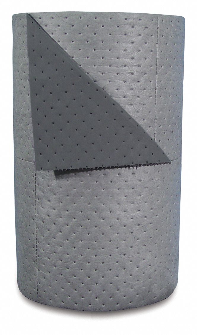 ABSORBENT ROLL, 63 GALLON, 15 X 15 IN PERFORATED SIZE, BALE, GREY, SPUNBOND