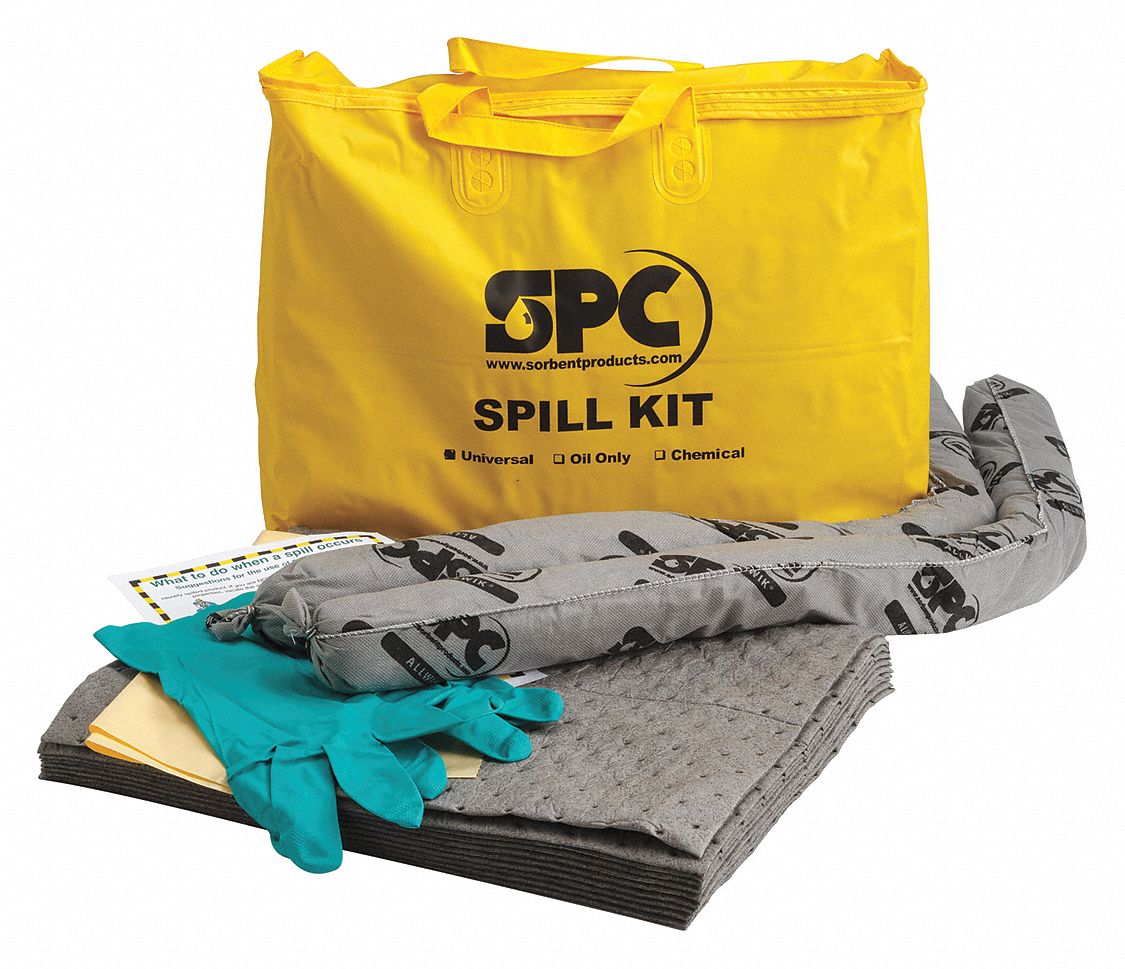 SPILL KIT, 5 GALLON ABSORBED PER KIT, NITRILE GLOVES, YELLOW, SPILL KIT