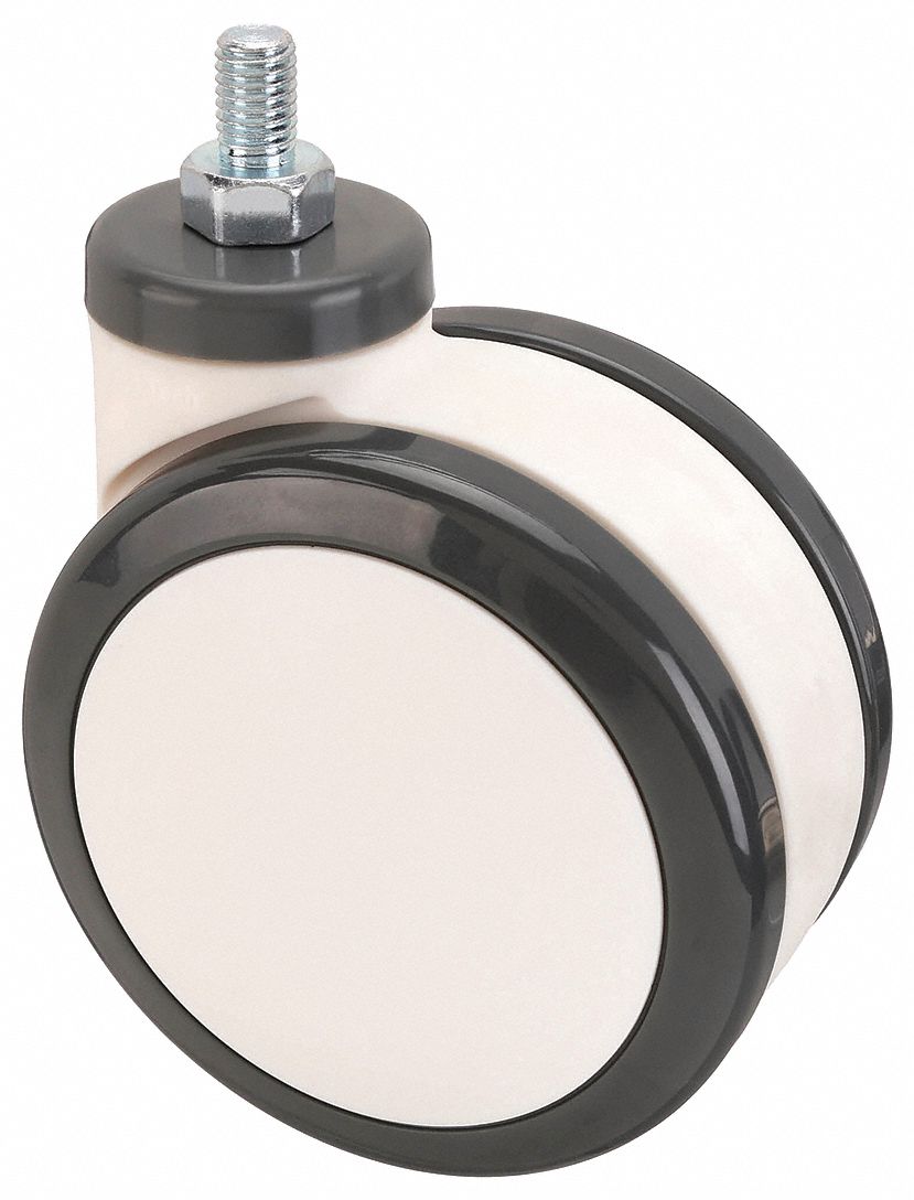 Twin-Wheel Threaded Stem Caster: 4 in Wheel Dia., 175 lb, 4 7/8 in Mounting Ht