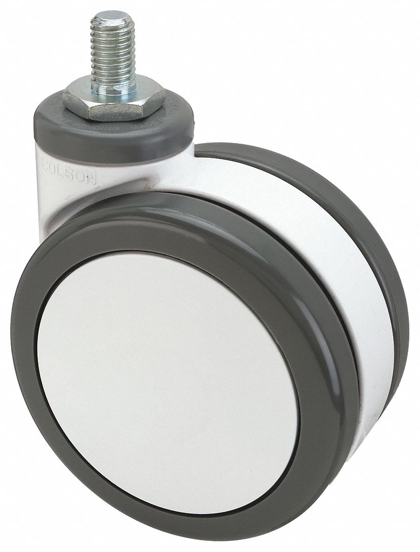 Twin-Wheel Threaded Stem Caster: 4 in Wheel Dia., 275 lb, 4 3/4 in Mounting Ht