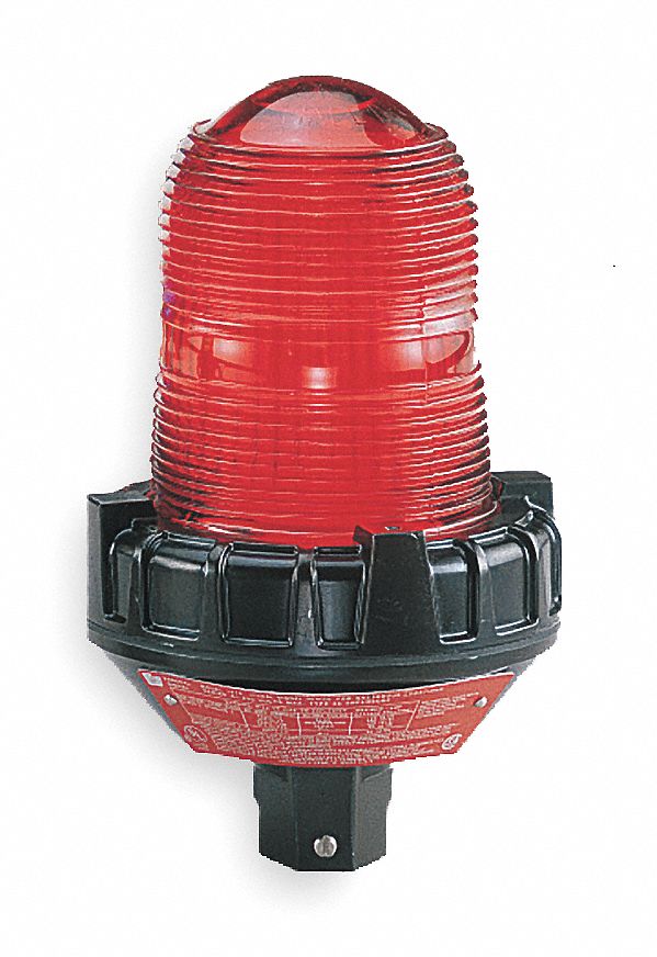 Hazardous Location Strobe: Red Supervised Warning Light, Black, 3/4 in  Pipe, 0.6, 24