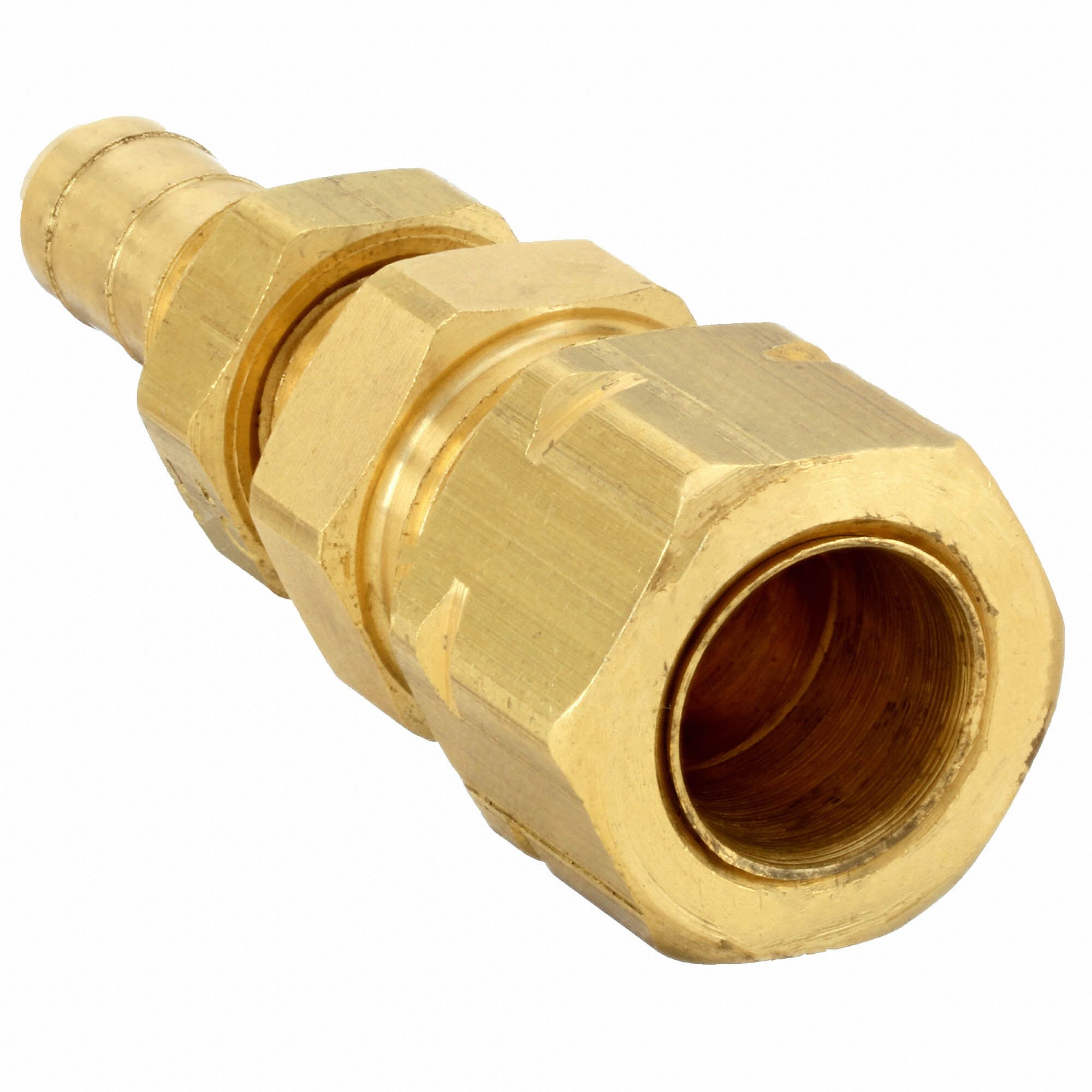 PARKER Barbed X Compress-Align Bulkhead Union, Brass, 1/4 In Barb Size ...