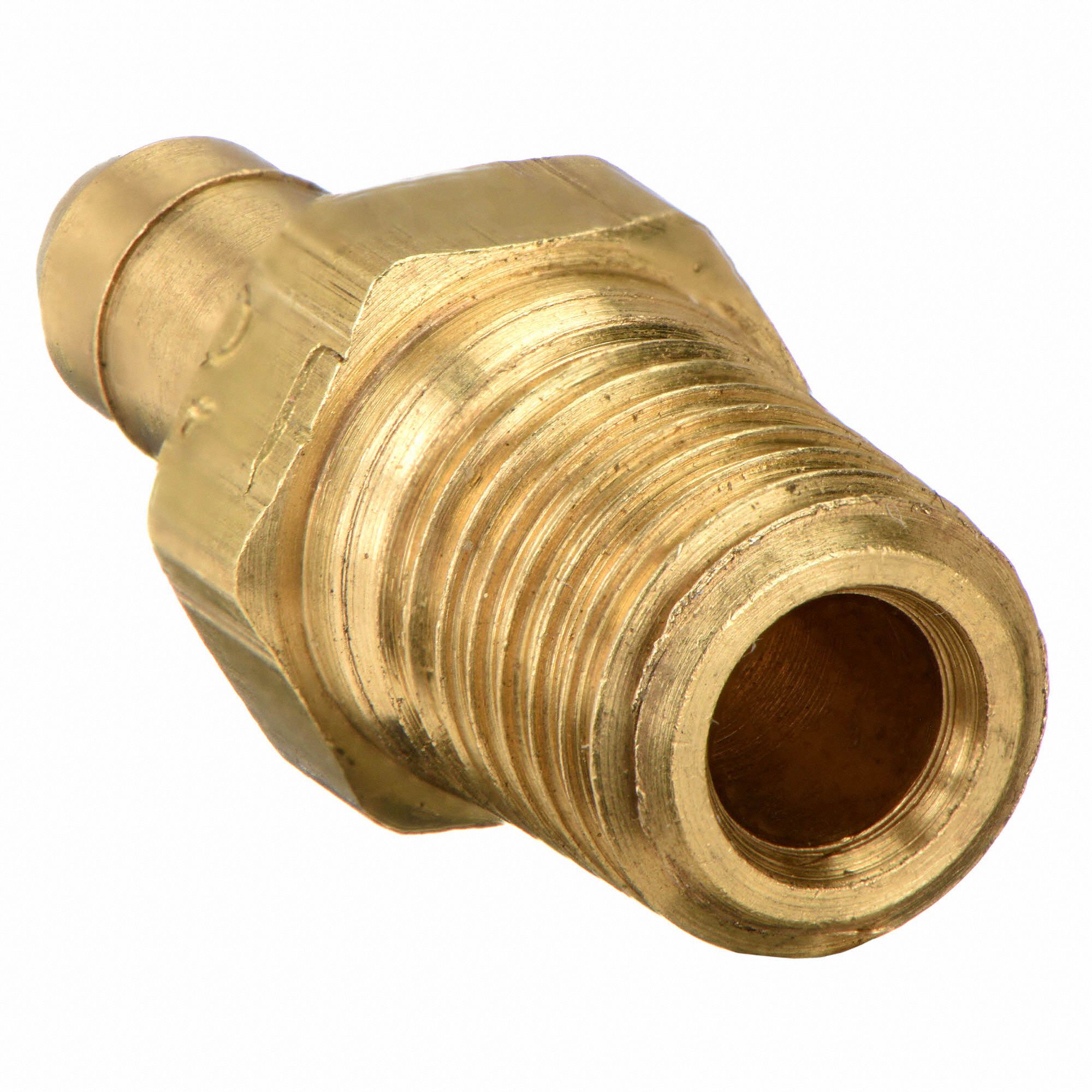 PARKER Barbed Male Connector, Brass, 1/4 in Barb Size 2GUR12862